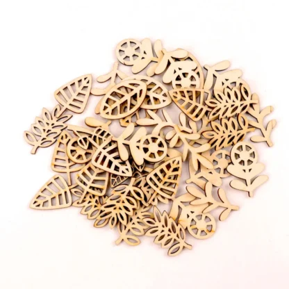 20Pcs Wooden Leaves Pattern Natural Scrapbooking Craft For Embellishments Handmade DIY Handicraft Home Decoration DIY 40mm