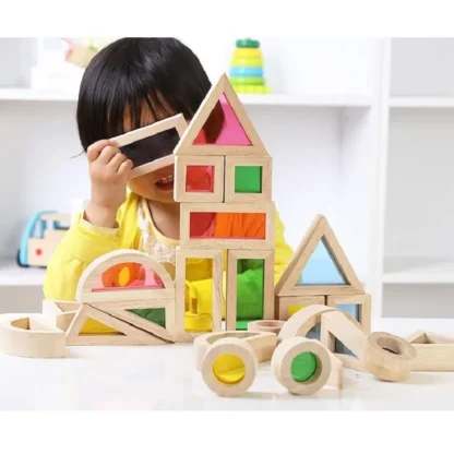 Montessori rainbow building blocks baby early education creative intellectual wooden Toys For Children Birthday Gift