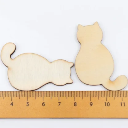 33x50mm 10pcs Natural Cat Pattern Wooden Scrapbooking Art Collection Craft For Handmade Accessory Sewing Decoration - Image 3