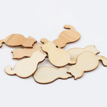 33x50mm 10pcs Natural Cat Pattern Wooden Scrapbooking Art Collection Craft For Handmade Accessory Sewing Decoration