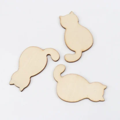 33x50mm 10pcs Natural Cat Pattern Wooden Scrapbooking Art Collection Craft For Handmade Accessory Sewing Decoration - Image 2