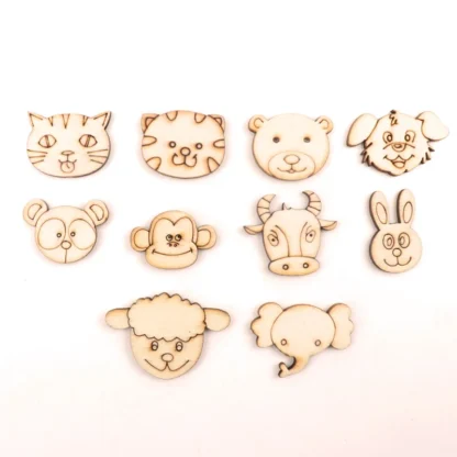 Handmade Wooden Crafts Accessory Home Decoration Scrapbookings DIY Mix Animal cat cow monkey mouse Wood Ornaments 25-35mm 20pcs - Image 4