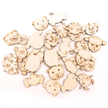 Handmade Wooden Crafts Accessory Home Decoration Scrapbookings DIY Mix Animal cat cow monkey mouse Wood Ornaments 25-35mm 20pcs - Image 5