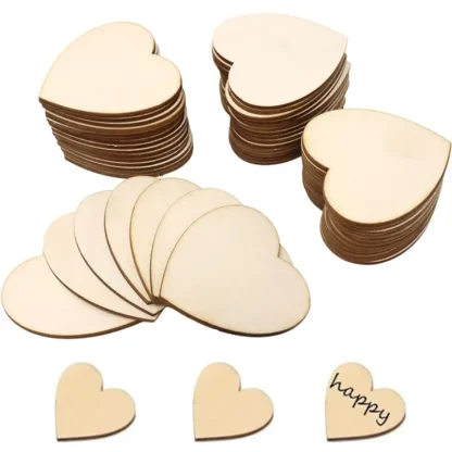 3-100Pcs Natural Unfinished Wooden Hearts Blank Wood Slices 1cm-10cm DIY Crafts Wooden Circle Discs for Christmas Decor