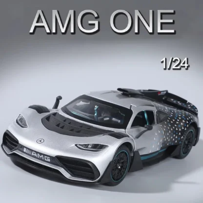 Scale 1:24 AMG ONE Sports Car Model Toy Modified Metal Diecast Free Wheeling Vehicles Simulation Sound & Light Gift for Children