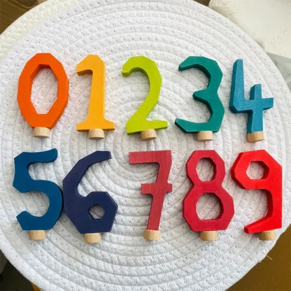 Rainbow Number Celebration Ring Figures Waldorf Wooden Birthday Ring Ornaments Candle Holder Decorations Toys for Children Gift