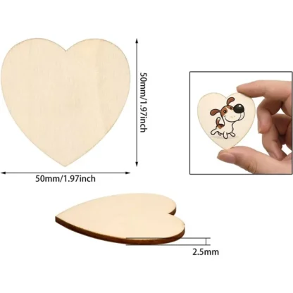 3-100Pcs Natural Unfinished Wooden Hearts Blank Wood Slices 1cm-10cm DIY Crafts Wooden Circle Discs for Christmas Decor - Image 2