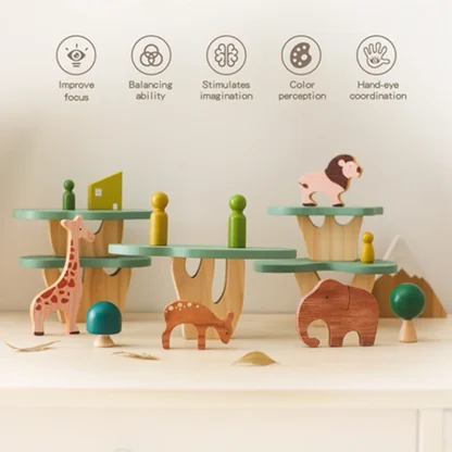 Wooden Forest Blocks Place Toy Wooden Geometric Animal Scene Placement Game Fine Educational Toy For Babies Baby Room Home Decor - Image 2