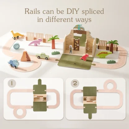 Wooden Felt Dinosaur Simulated Track Farm Setting Scene Toys Baby Shape Pairs Multiple And Functional Toys Baby Decoration Gifts - Image 2