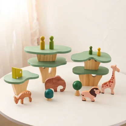 Wooden Forest Blocks Place Toy Wooden Geometric Animal Scene Placement Game Fine Educational Toy For Babies Baby Room Home Decor