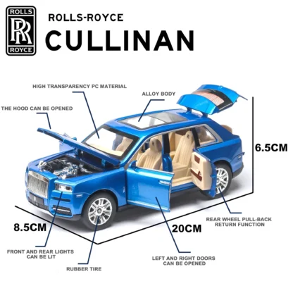 1:24 Rolls Royce Cullinan Alloy Car Model Large Size Simulation SUV Metal Car Model Pull Back Scale Miniatur - Image 5