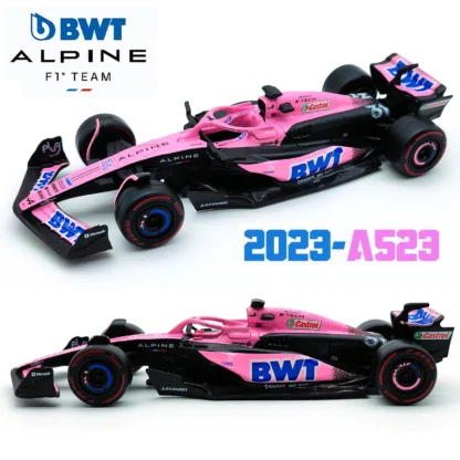 Bburago 1:43 BWT Alpine F1 Team 2023 A523 Bahrain #10 #31 Pink/Flat Racing Formula Car Static Simulation Diecast Alloy Model Car