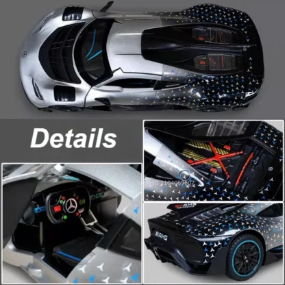 Scale 1:24 AMG ONE Sports Car Model Toy Modified Metal Diecast Free Wheeling Vehicles Simulation Sound & Light Gift for Children - Image 3