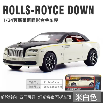 1:24 Rolls Royce Dawn Car Model Simulation Alloy Convertible Sports Car Sound And Light Pull Back Toy Car Boy Collection Gift - Image 6