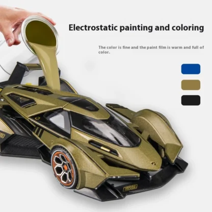 1:24 Lambo V12 GT Metal Vehicle Alloy Sport Car Diecast Car Model Sound And Light Toy Computer Desktop Ornament Collection Gift - Image 4