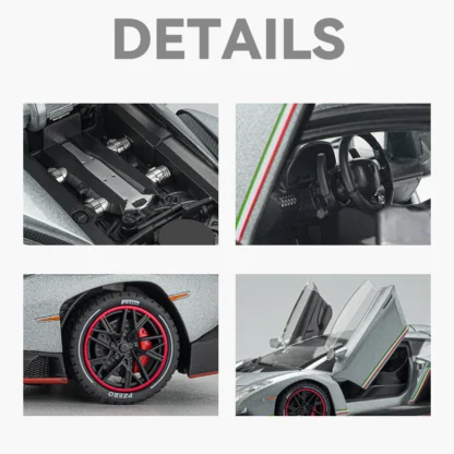 1:24 Lamborghinis Veneno Supercar Alloy Cast Toy Car Model Sound and Light Children's Toy Collectibles Birthday gift - Image 2