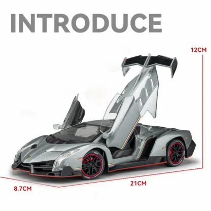 1:24 Lamborghinis Veneno Supercar Alloy Cast Toy Car Model Sound and Light Children's Toy Collectibles Birthday gift - Image 4