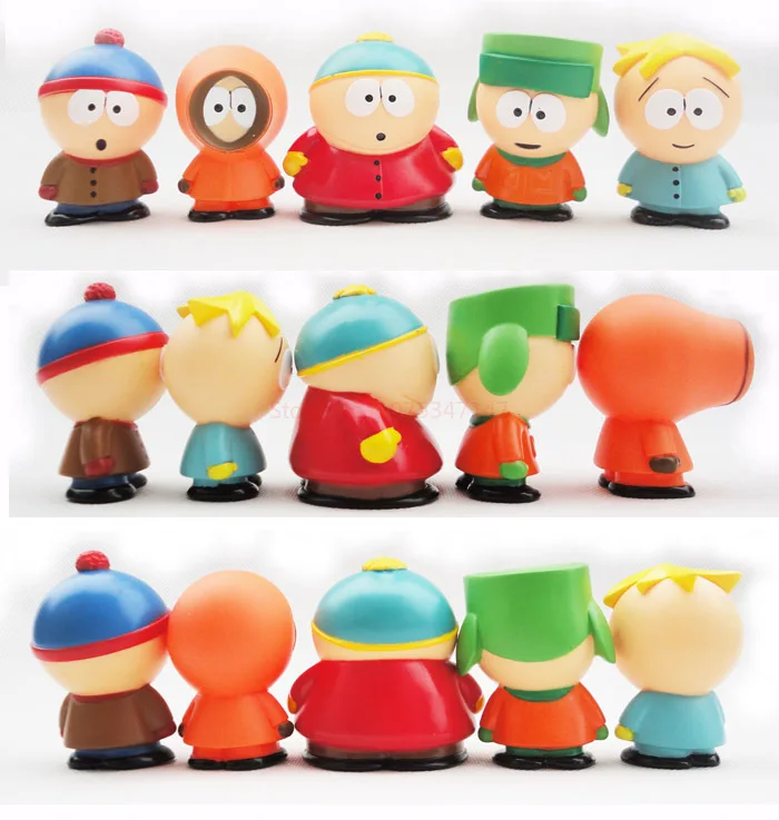 South North Park Mini Figures 5pcs Southpark Anime Figure Pvc Kawaii Cute Room Tabletop Collectble Dolls Models Toys Gifts