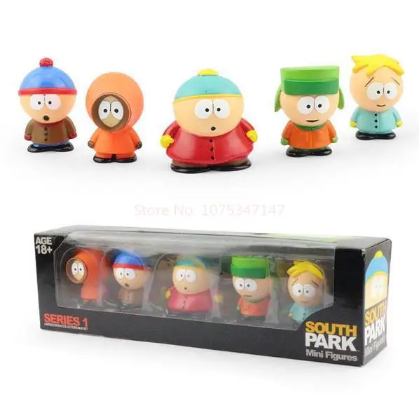 South North Park Mini Figures 5pcs Southpark Anime Figure Pvc Kawaii Cute Room Tabletop Collectble Dolls Models Toys Gifts