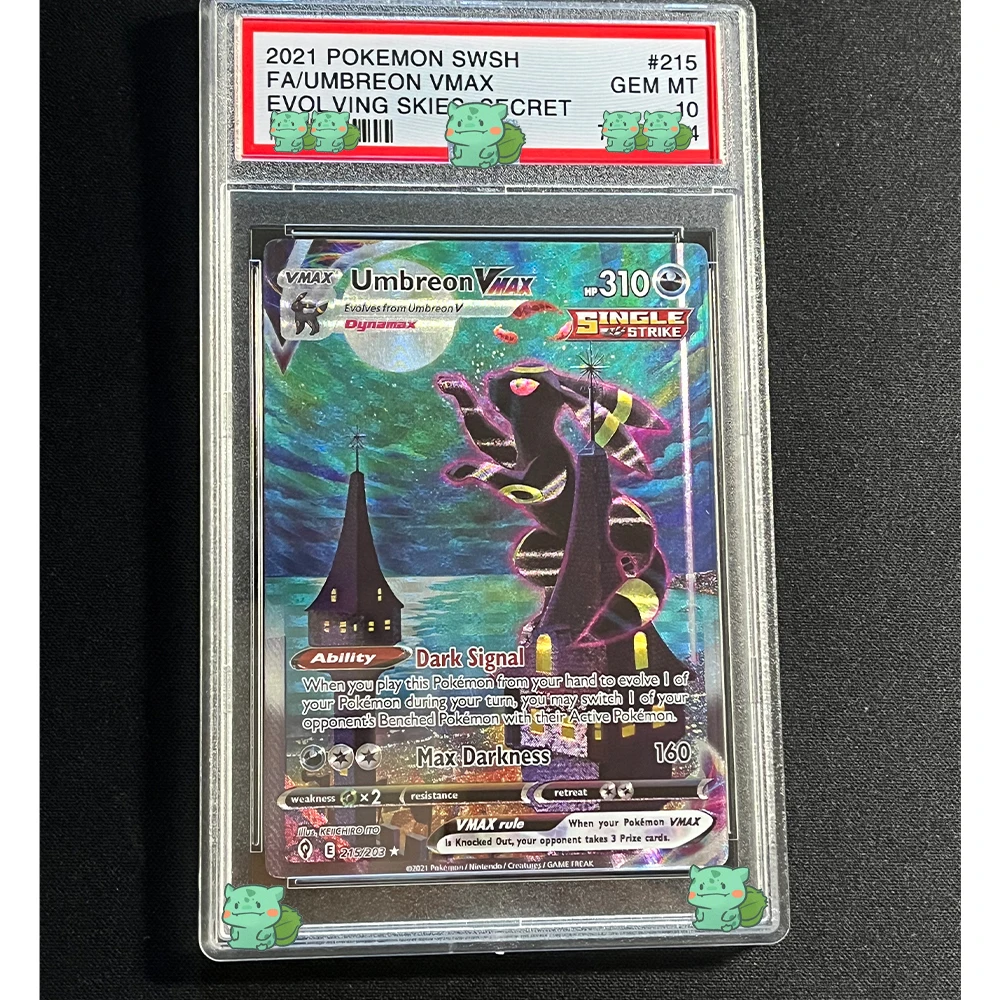 Anime PTCG Graded Collection Cards S6a Eevee Heroes UMBREON VMAX SWSH GEM MT10Points English Version Holographic Label Kids Gift