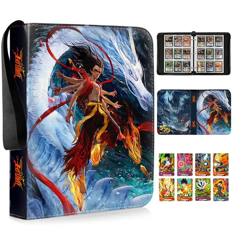 400/900pcs NEZHA2 MOTONGNAOHAI Card Album Book Folder 4/9 Card Slots Collections Zipper Double Pocket Zipper Card Binder Holder