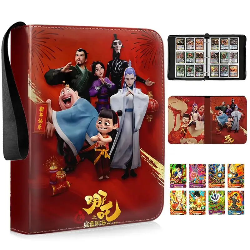 400/900pcs NEZHA2 MOTONGNAOHAI Card Album Book Folder 4/9 Card Slots Collections Zipper Double Pocket Zipper Card Binder Holder