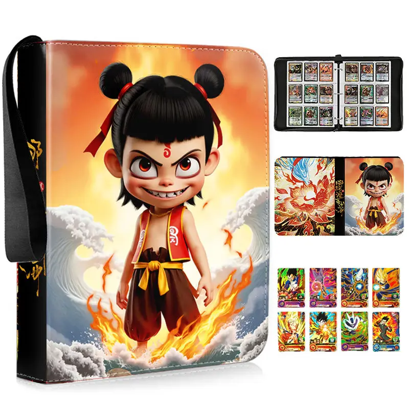 400/900pcs NEZHA2 MOTONGNAOHAI Card Album Book Folder 4/9 Card Slots Collections Zipper Double Pocket Zipper Card Binder Holder