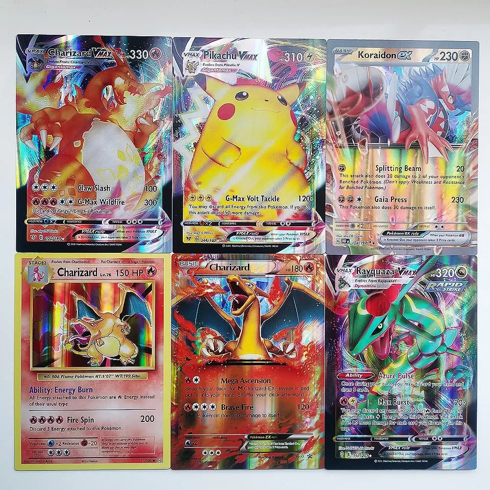 NEW Oversized Pokemon Cards 30Pcs Jumbo Letters Cards Vmax Vstar GX Arceus Pikachu Charizard Super Shiny Rare Card Birthday Gift