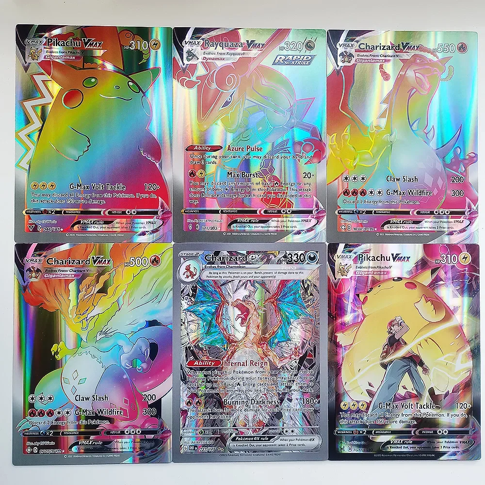 NEW Oversized Pokemon Cards 30Pcs Jumbo Letters Cards Vmax Vstar GX Arceus Pikachu Charizard Super Shiny Rare Card Birthday Gift