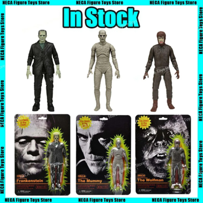 Neca 04837 Frankenstein Mummy Wolfman Glows In Dark Anime Action Figure Collection Model Toy Christmas Birthday Gift