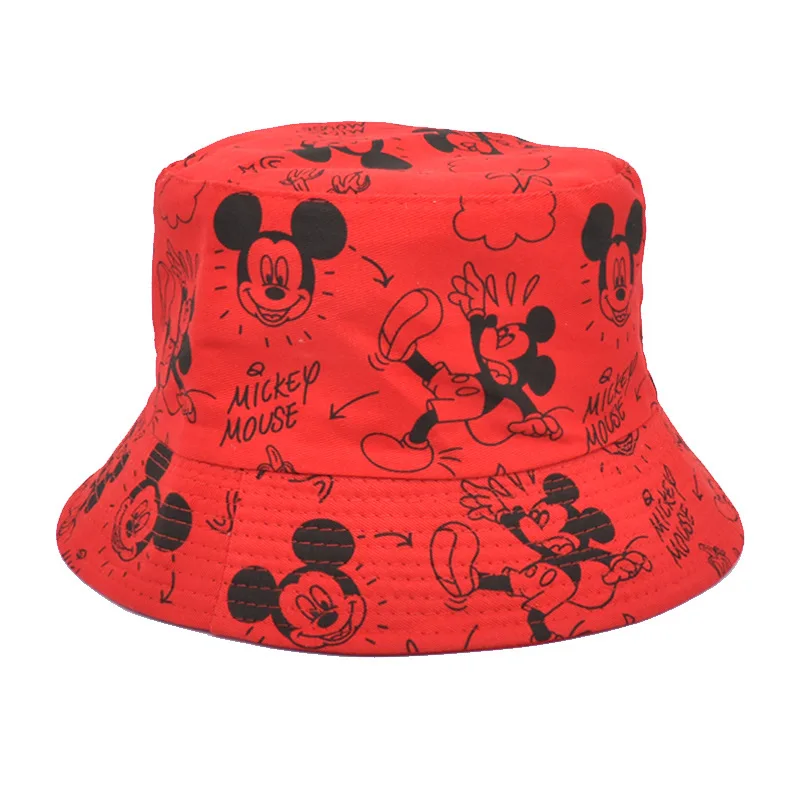 Disney Mickey 2024 New Fashion Hat Cartoon Cute Female Fisherman Hat Luxury Brand Double-sided Style Fashion Travel Sunshade Hat