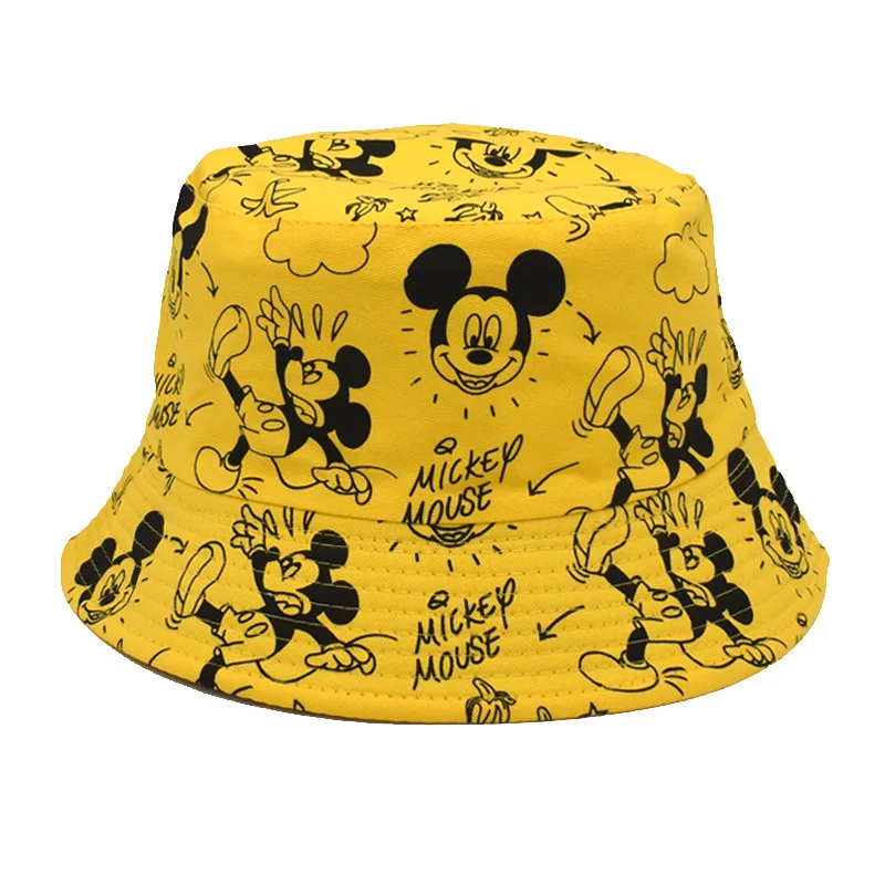 Disney Mickey 2024 New Fashion Hat Cartoon Cute Female Fisherman Hat Luxury Brand Double-sided Style Fashion Travel Sunshade Hat