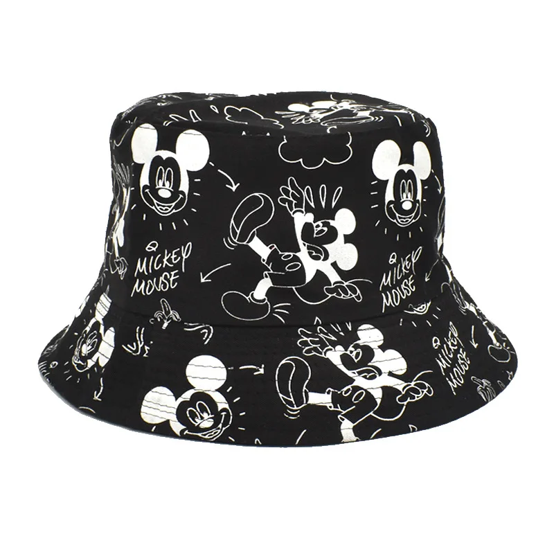 Disney Mickey 2024 New Fashion Hat Cartoon Cute Female Fisherman Hat Luxury Brand Double-sided Style Fashion Travel Sunshade Hat