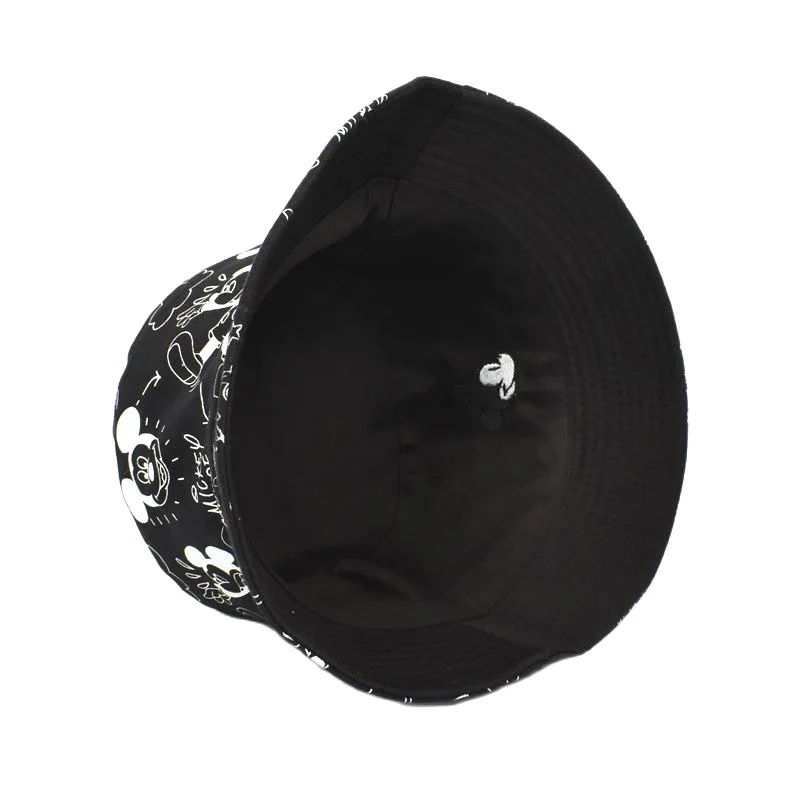 Disney Mickey 2024 New Fashion Hat Cartoon Cute Female Fisherman Hat Luxury Brand Double-sided Style Fashion Travel Sunshade Hat