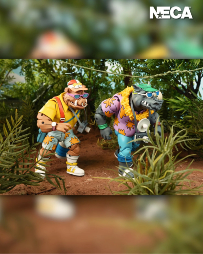 NECA Teenage Mutant Ninja Turtles (Cartoon) - Vacation Bebop and Rocksteady 7” Scale Action Figure 2-Pack Model Doll Gift - Image 3