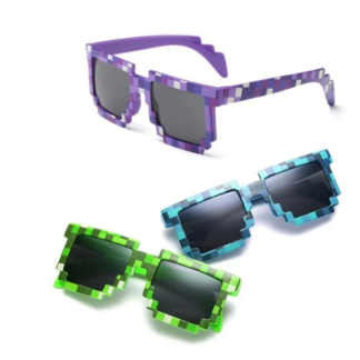 9 colors Fashion Sunglasses Kids cos play action Game Toy Minecrafter Square Glasses with EVA case 5