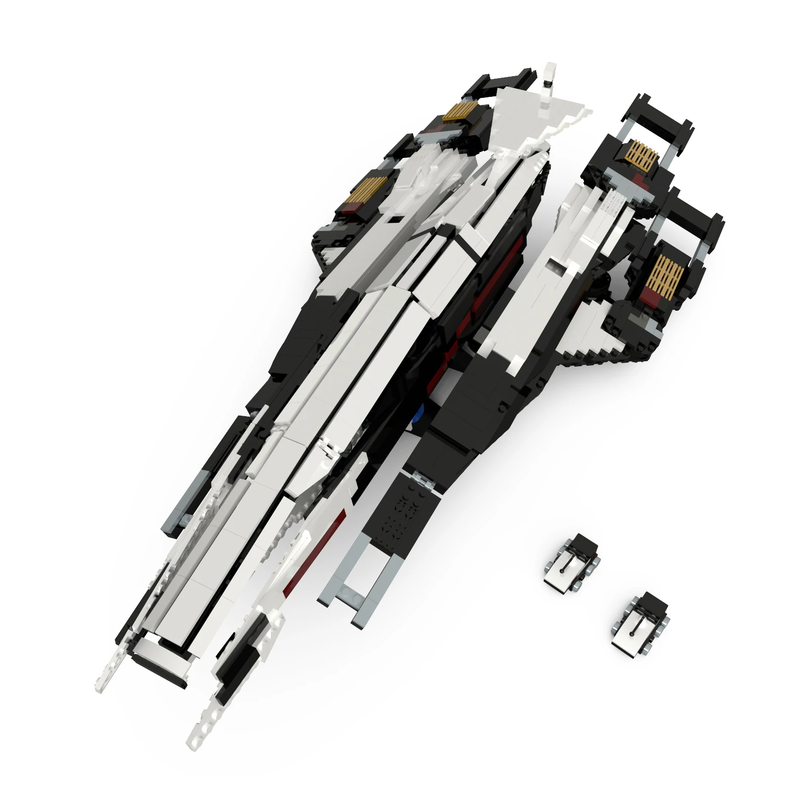 BuildMoc Starships Normandy SR-2 Building Blocks Set For Mass Effect 2 Game Spaceship Fighter Airship Bricks Children Toys Gifts