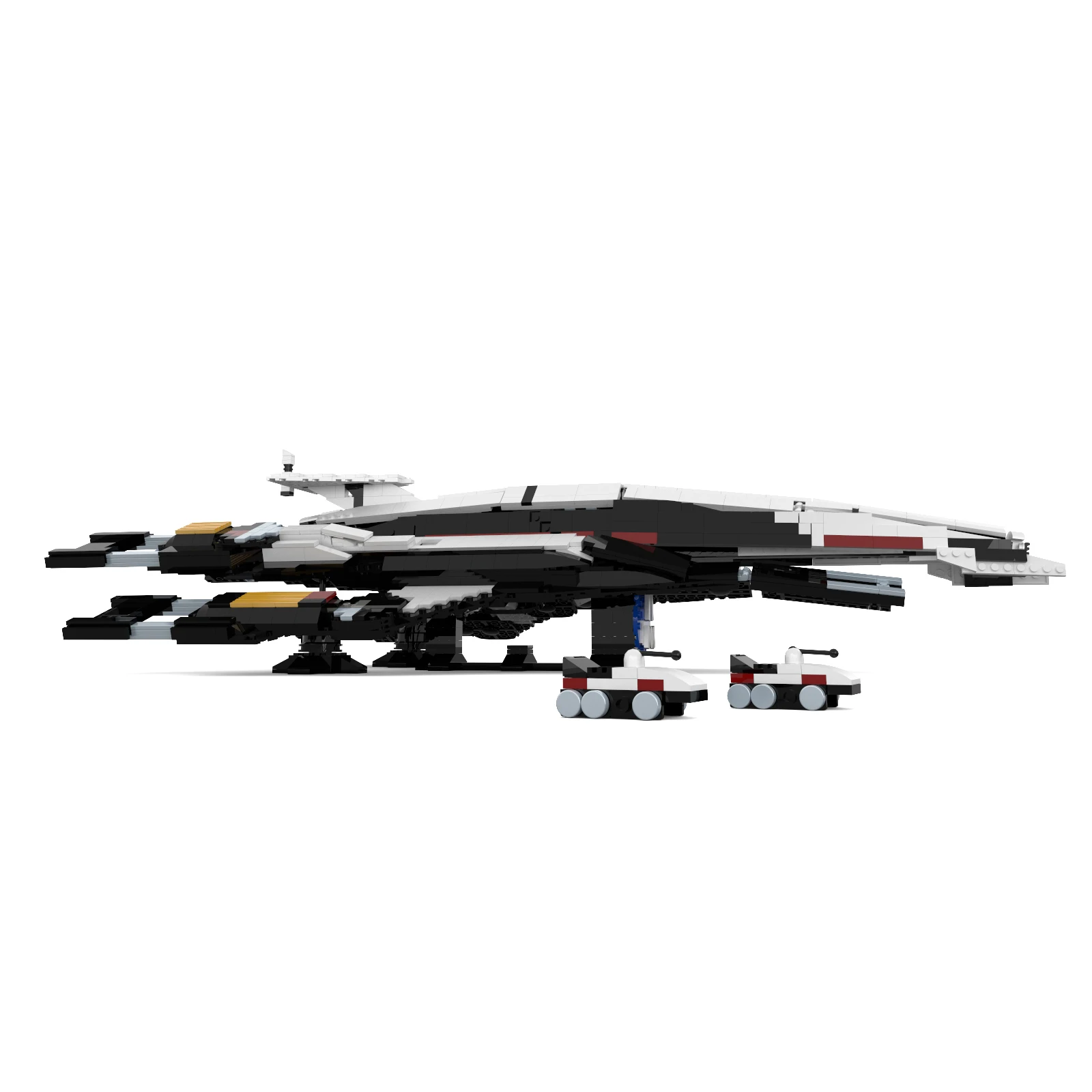 BuildMoc Starships Normandy SR-2 Building Blocks Set For Mass Effect 2 Game Spaceship Fighter Airship Bricks Children Toys Gifts