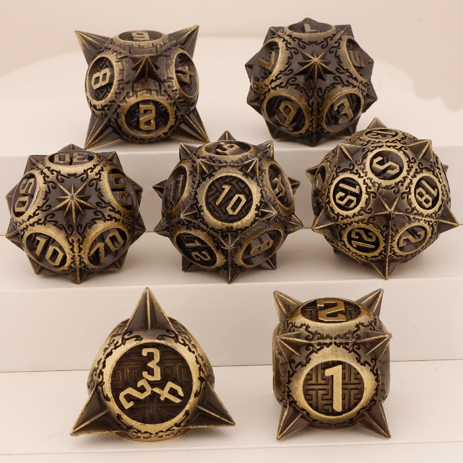 D+D Metal Dice Set DND New Green Tree Root RPG Multi sided Dice Role Playing Game Dragon and Dungeon Trailblazer Mathematics Tea