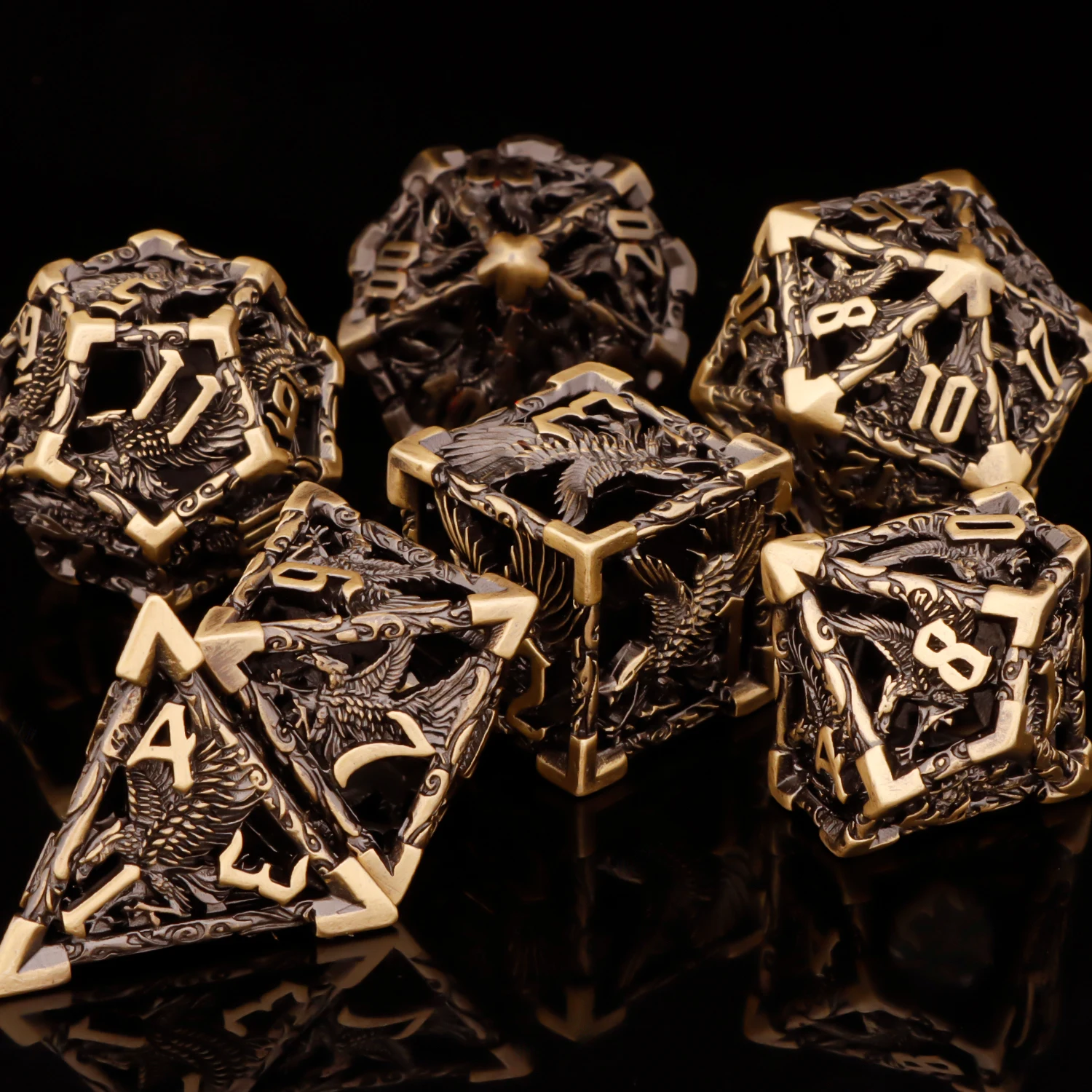 D+D Metal Dice Set DND New Green Tree Root RPG Multi sided Dice Role Playing Game Dragon and Dungeon Trailblazer Mathematics Tea