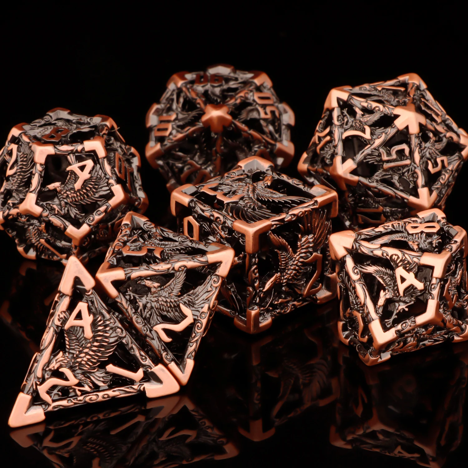 D+D Metal Dice Set DND New Green Tree Root RPG Multi sided Dice Role Playing Game Dragon and Dungeon Trailblazer Mathematics Tea