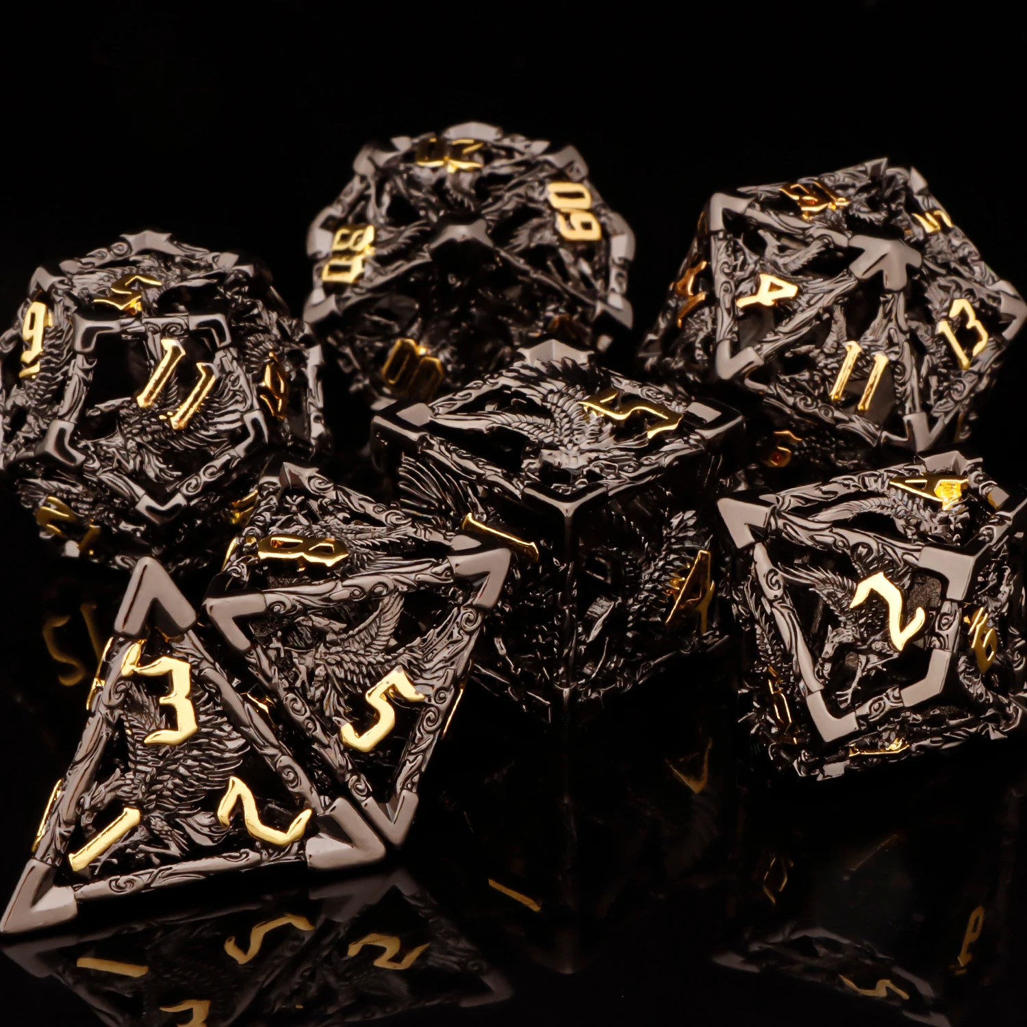 D+D Metal Dice Set DND New Green Tree Root RPG Multi sided Dice Role Playing Game Dragon and Dungeon Trailblazer Mathematics Tea