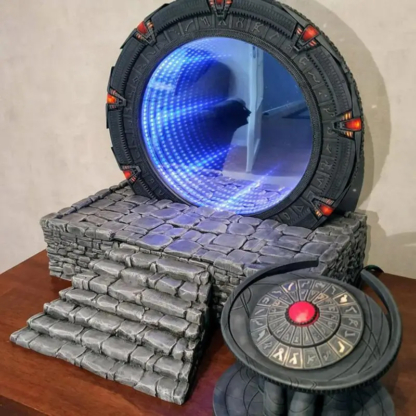 Star Gate Light Mirror Statue Resin Light Up Ornament Gate Of Time And Space Model Toy Gift For Fans Home Decor Figurines