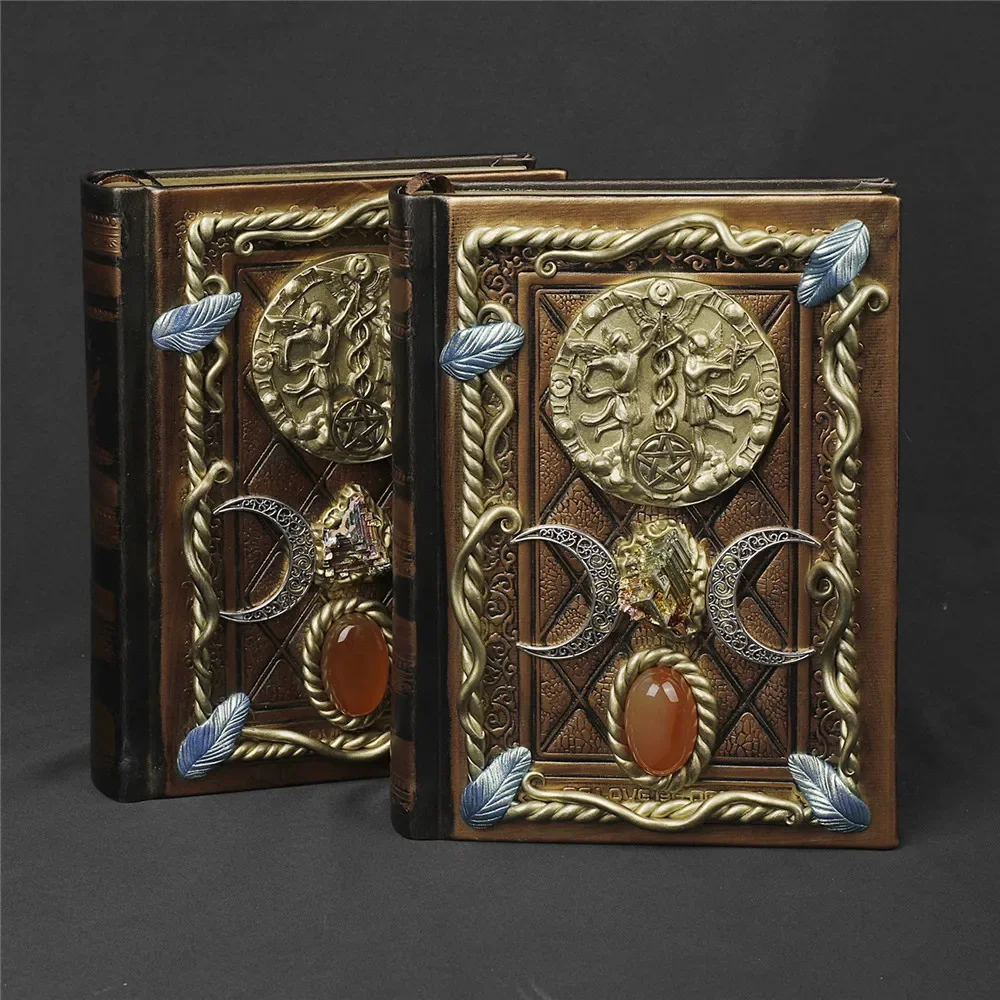 1PC Natural Stones Magical Notebook Divination Diary Books Tiger Eyes Healing Notebooks Home Decor