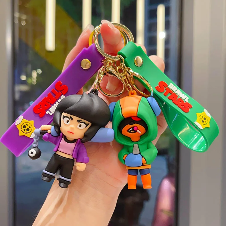 New Brawl Stars Creative Wilderness Battle 3D Stitch Doll Key Keychain Cute Nita Jie Xibeiya Car Keychain Pendant Christmas Gift