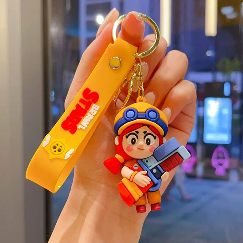 New Brawl Stars Creative Wilderness Battle 3D Stitch Doll Key Keychain Cute Nita Jie Xibeiya Car Keychain Pendant Christmas Gift