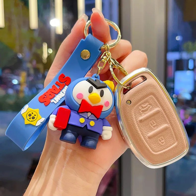 New Brawl Stars Creative Wilderness Battle 3D Stitch Doll Key Keychain Cute Nita Jie Xibeiya Car Keychain Pendant Christmas Gift