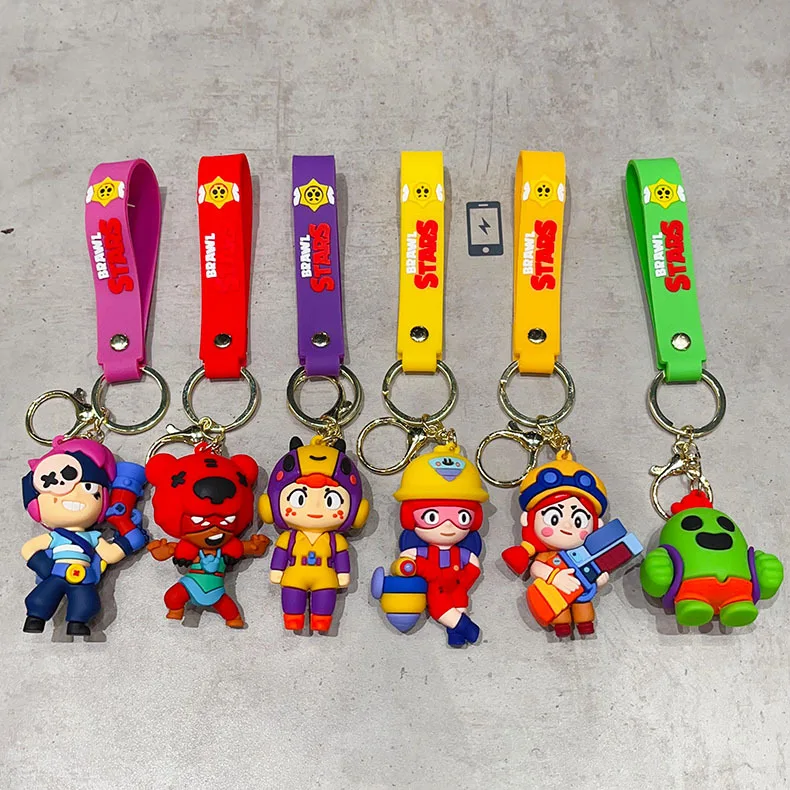 New Brawl Stars Creative Wilderness Battle 3D Stitch Doll Key Keychain Cute Nita Jie Xibeiya Car Keychain Pendant Christmas Gift