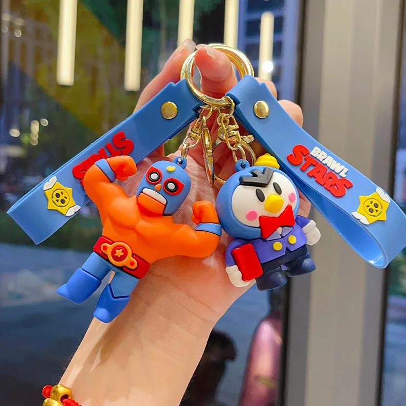 New Brawl Stars Creative Wilderness Battle 3D Stitch Doll Key Keychain Cute Nita Jie Xibeiya Car Keychain Pendant Christmas Gift