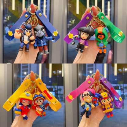 New Brawl Stars Creative Wilderness Battle 3D Stitch Doll Key Keychain Cute Nita Jie Xibeiya Car Keychain Pendant Christmas Gift